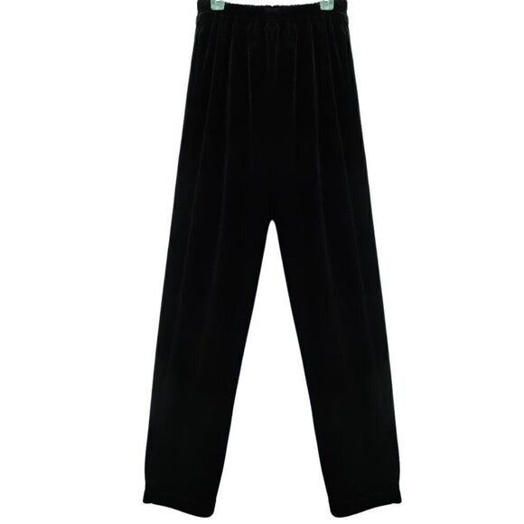 Vintage Diane Von Furstenberg DVF Black Velour Wide Leg Pants - Picture 1 of 8